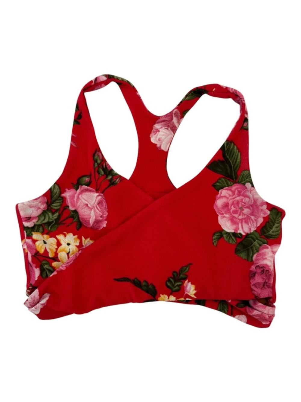 Cute Booty Lounge Bra Top Red Pink Roses Small